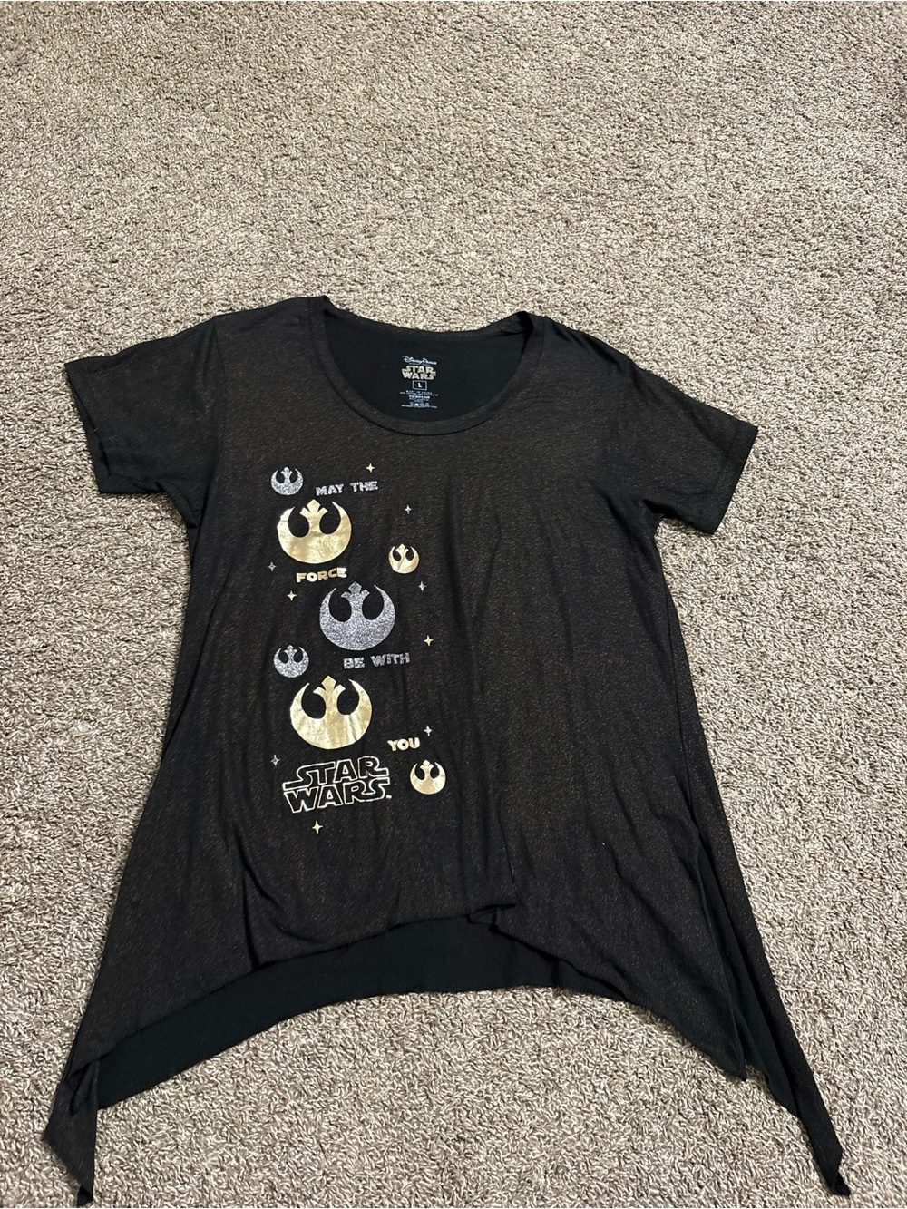 Disney Star Wars Black Short-Sleeve Graphic Tee with Metallic Accents